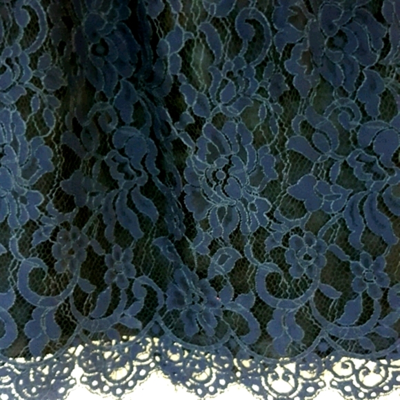 00 J CREW NAVY BLUE LACE OVER A BLACK LINING SCALLOPED HEM MINI SKIRT LIKE NEW - Picture 8 of 10